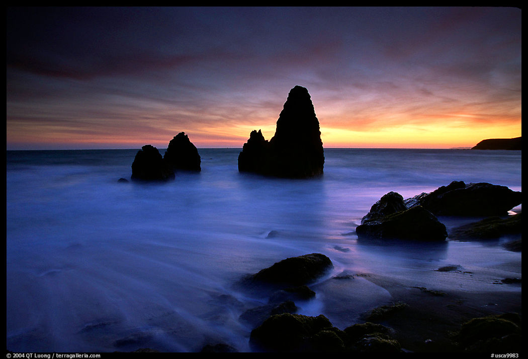 Seastacks, Rodeo Beach, Dusk. SF Bay area, California, USA
