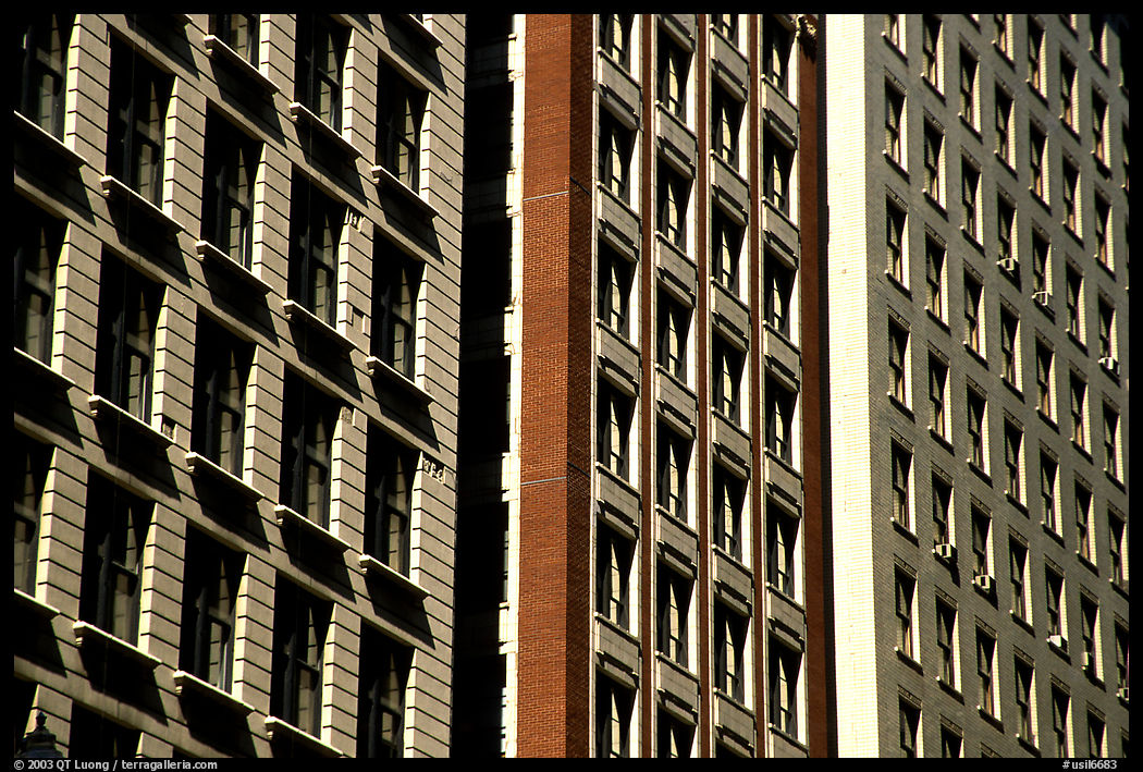 Architectural detail of facades. Chicago, Illinois, USA