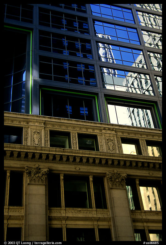 Reflections in a building facade. Chicago, Illinois, USA