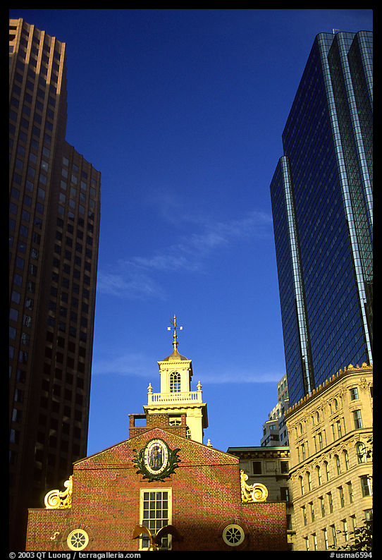 Old State House and modern buildings in downtown. Boston, Massachussetts, USA