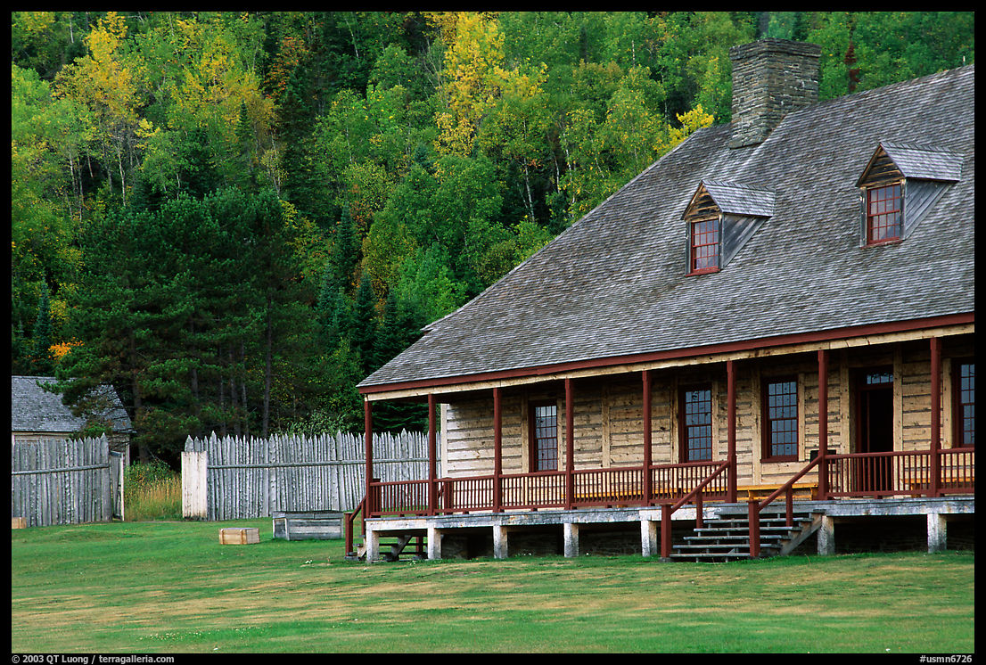 Historic Great Hall in Stockade site, Grand Portage National Monument. Minnesota, USA