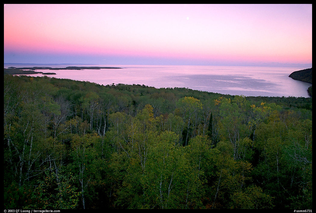 Forests and Lake Superior at Dusk. Minnesota, USA