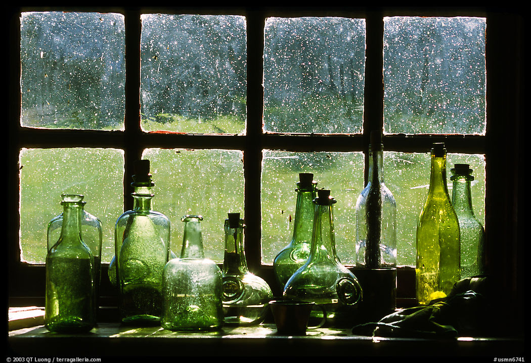 Window in the Kitchen building, Grand Portage National Monument. Minnesota, USA