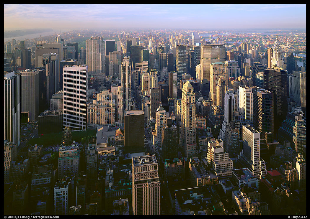 Mid-town Manhattan skyscrapers from above, late afternoon. New York City, USA