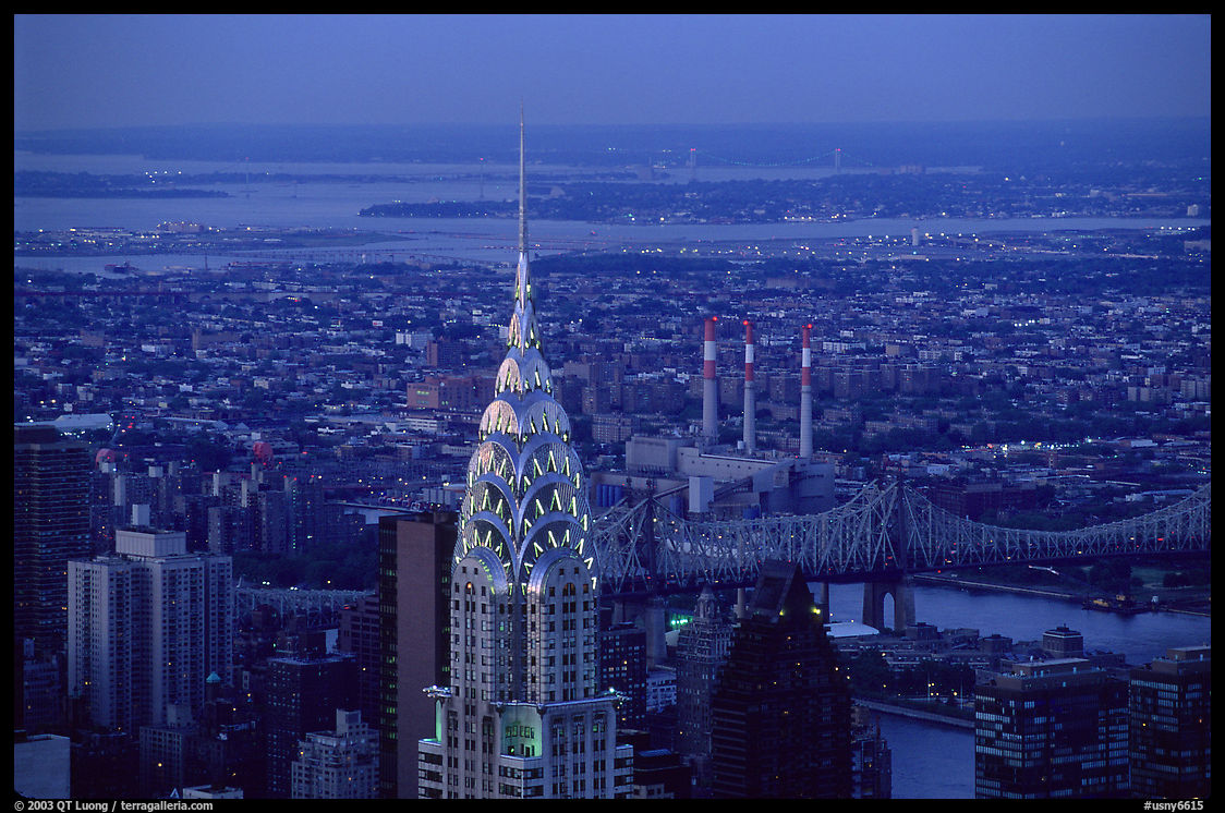 Chrysler building, seen from the Empire State building, dusk. New York City, USA