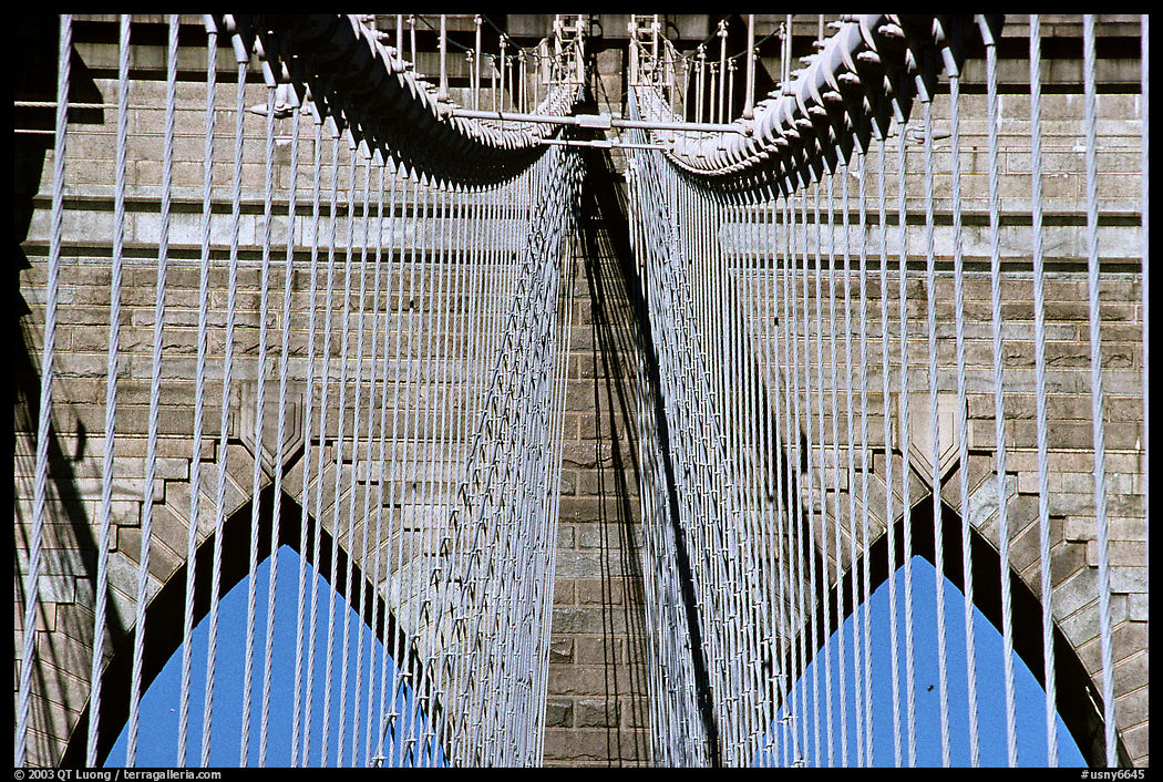 Brooklyn Bridge detail. New York City, USA