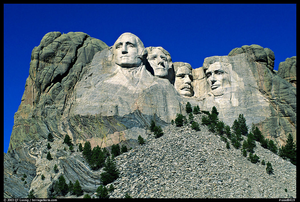 Borglum monumental sculpture of US presidents, Mount Rushmore National Memorial. South Dakota, USA