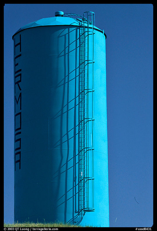 Blue water tower. South Dakota, USA