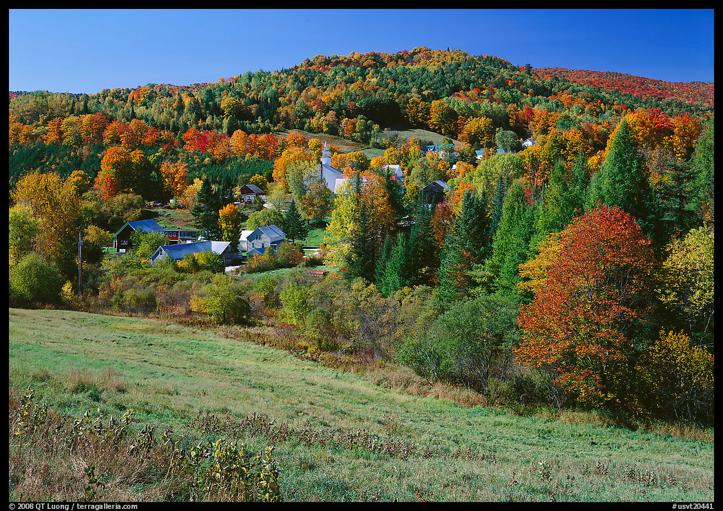 East Topsham village in the fall. Vermont, New England, USA