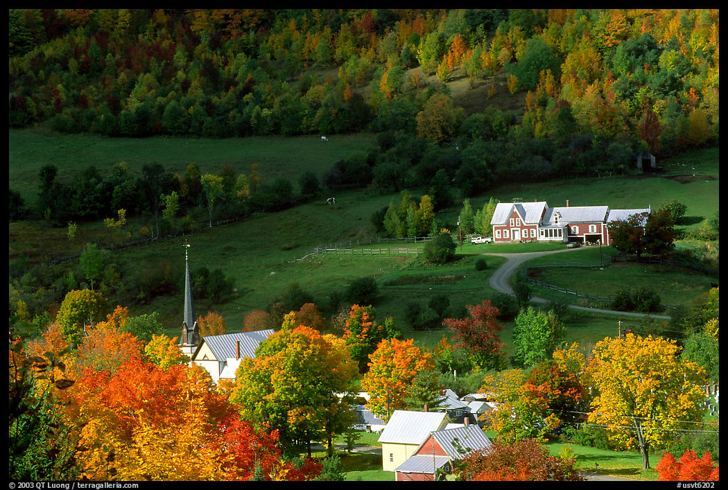 East Orange village in autumn. Vermont, New England, USA