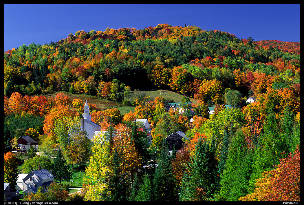 East Topsham village in fall. Vermont, New England, USA