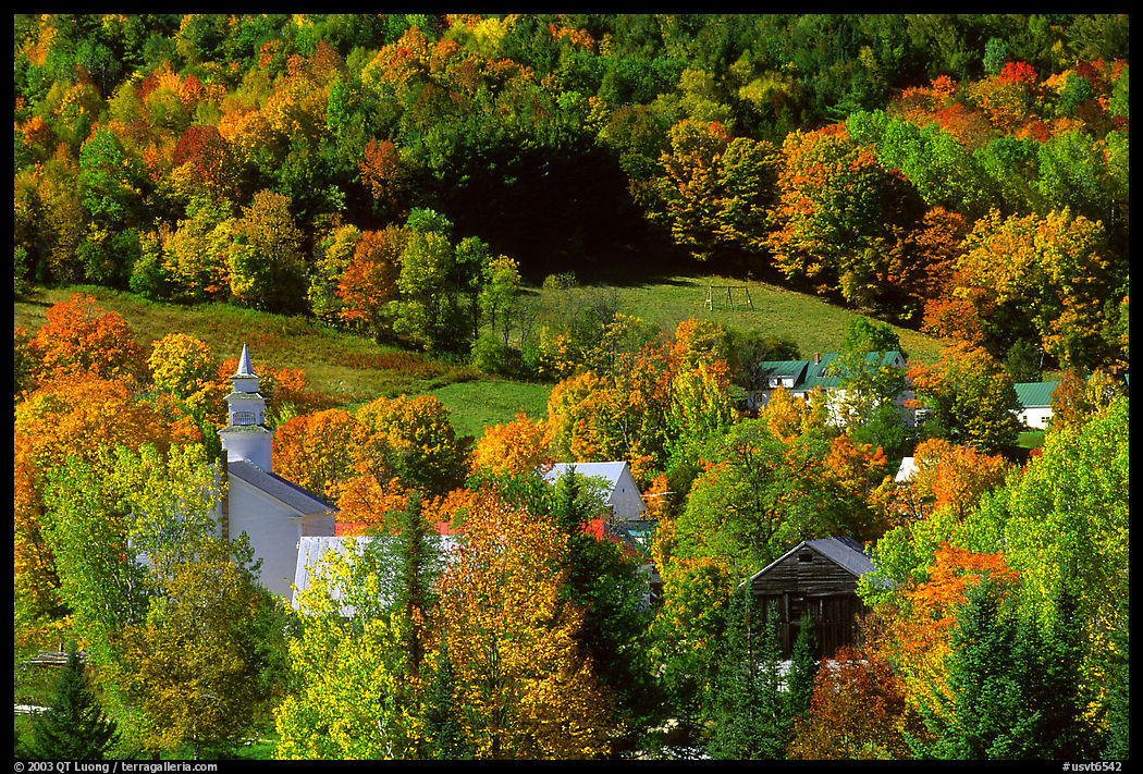East Topsham village with autumn foliage. Vermont, New England, USA