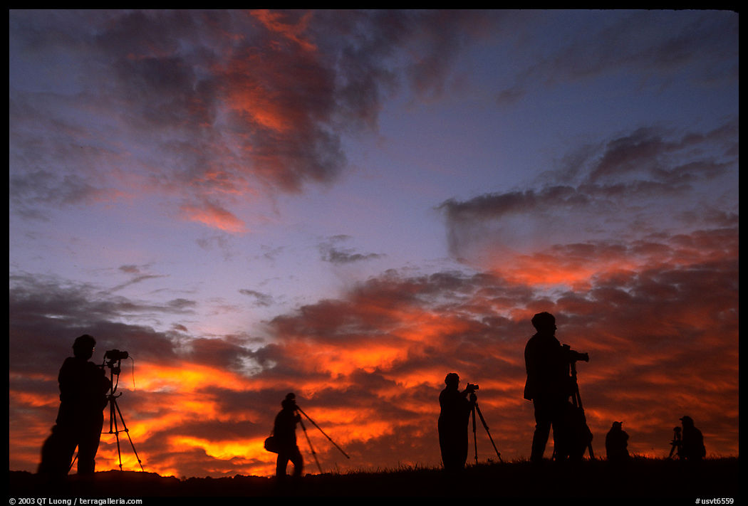 Photographers at sunrise near Jenne Farm. Vermont, New England, USA