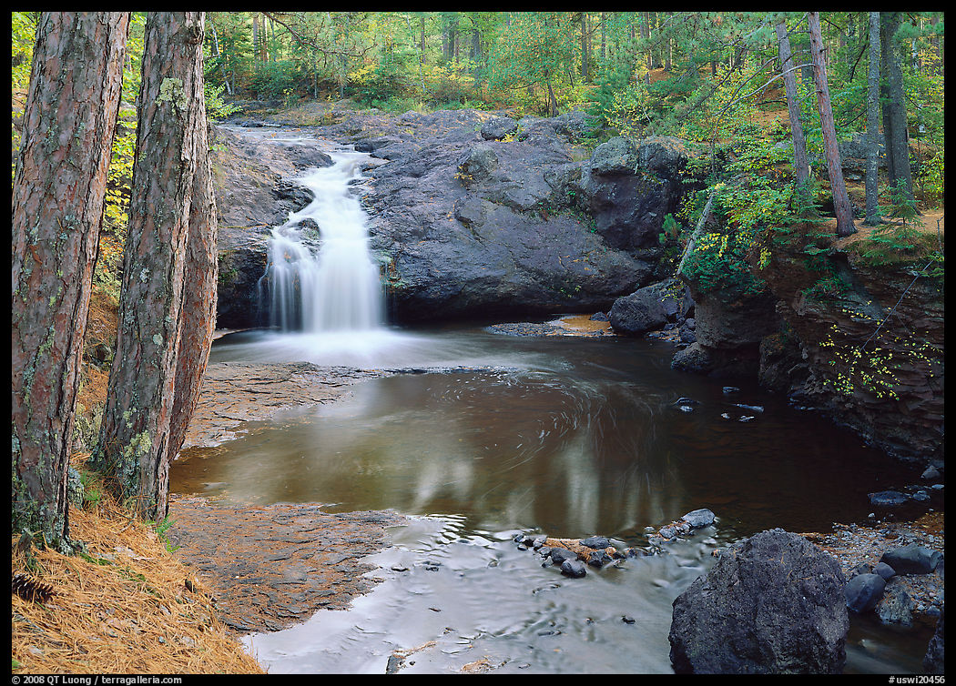 Cascade over rock, Amnicon Falls State Park. Wisconsin, USA
