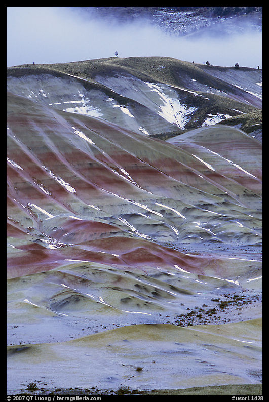 Painted hills in winter. John Day Fossils Bed National Monument, Oregon, USA