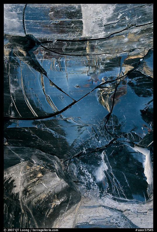 Close-up of obsidian glass. Newberry Volcanic National Monument, Oregon, USA