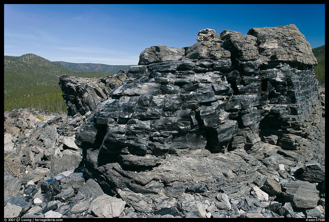 Obsidian glass formation. Newberry Volcanic National Monument, Oregon, USA