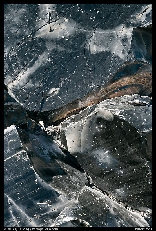 Obsidian glass close-up. Newberry Volcanic National Monument, Oregon, USA
