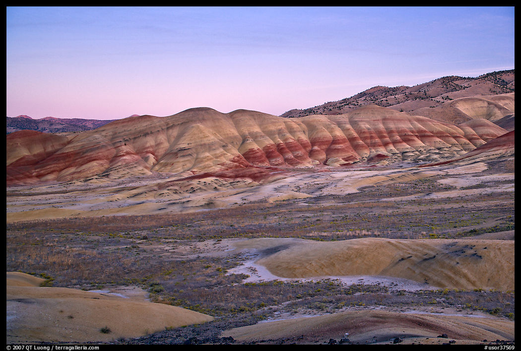 Painted hills at dusk. John Day Fossils Bed National Monument, Oregon, USA