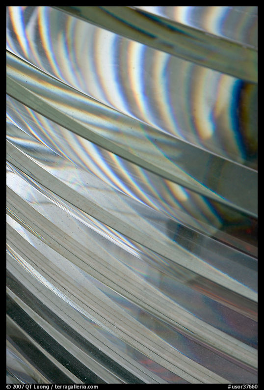 Pattern in lighthouse Fresnel lens, Cap Meares. Oregon, USA