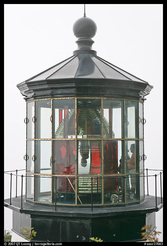 Octogonal tower in fog, Cap Meares lighthouse. Oregon, USA