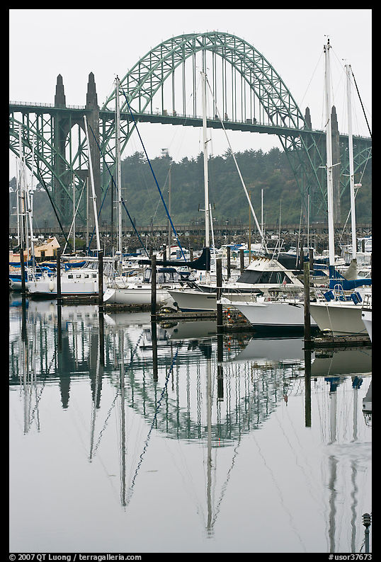 Yacht harbor and Newport Bay Bridge. Newport, Oregon, USA