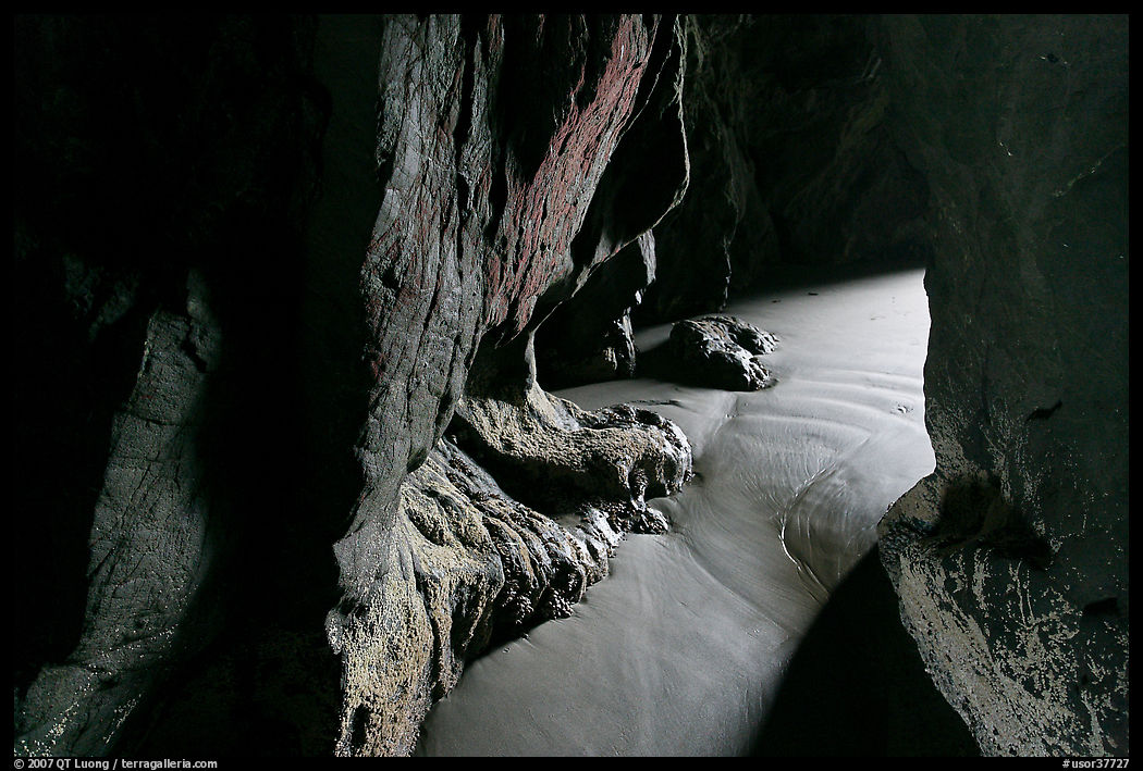 Light inside sea cave. Bandon, Oregon, USA