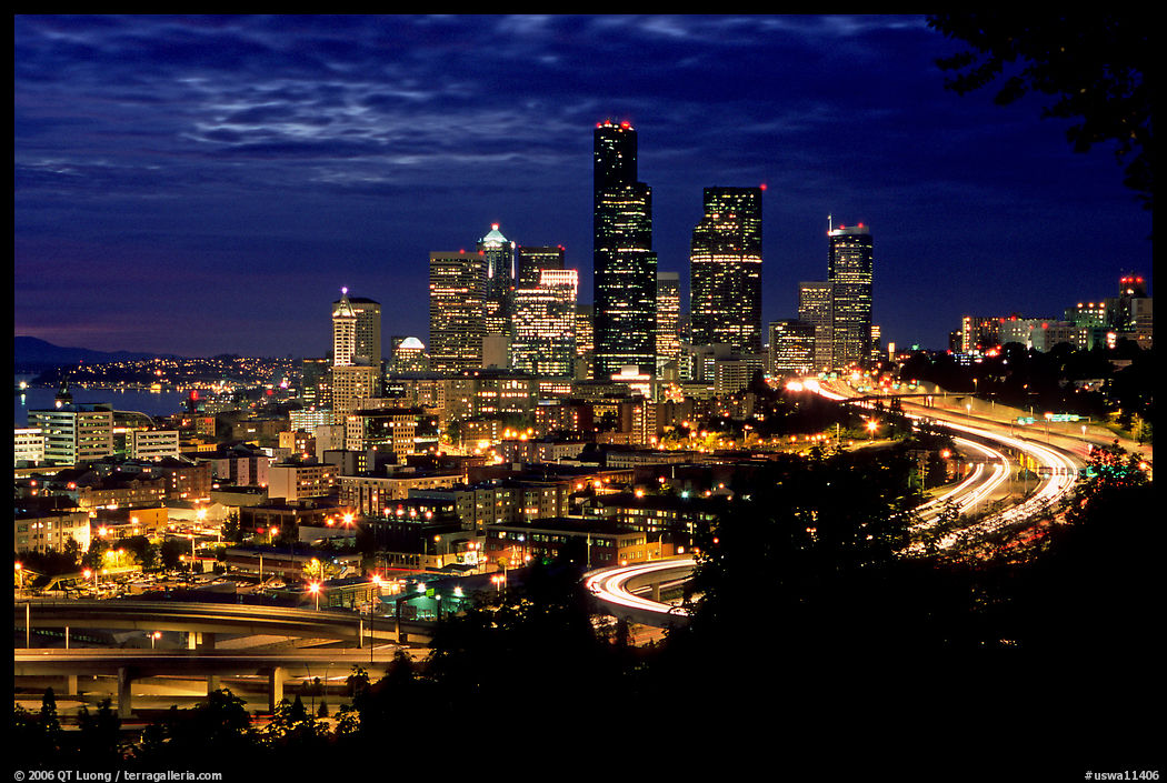Seattle skyline at night. Seattle, Washington