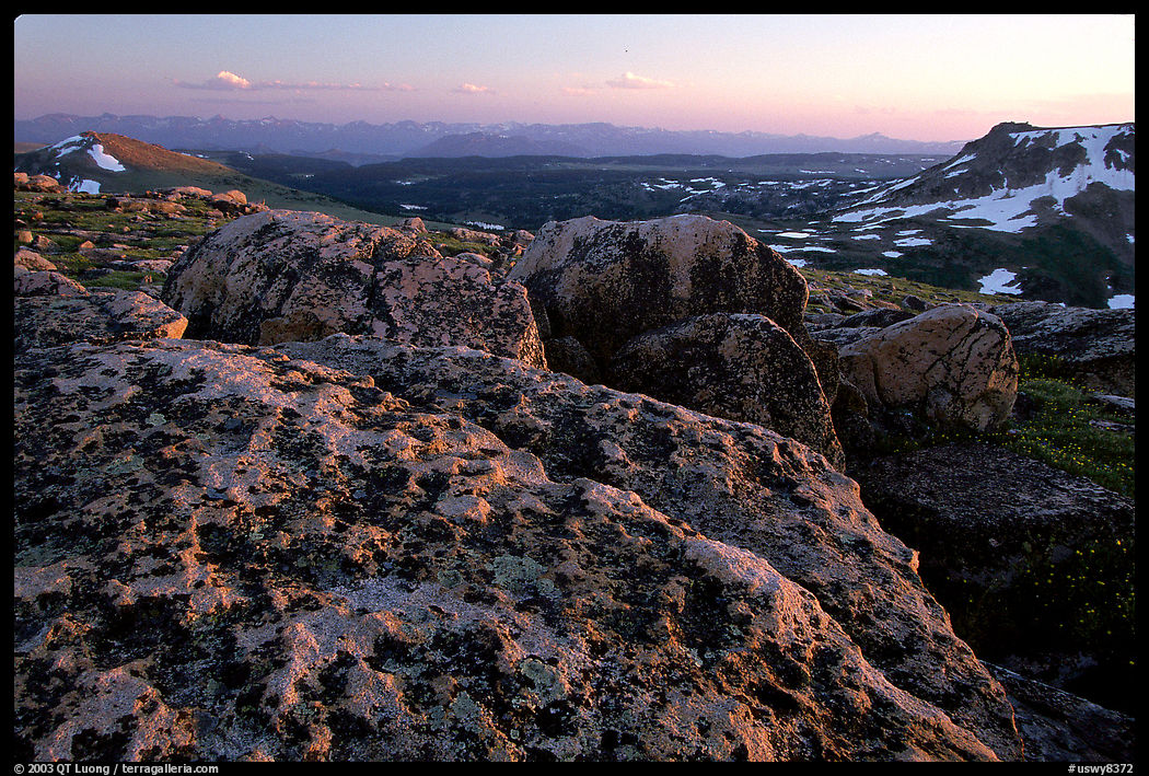 Rocks at sunset, Beartooth Range, Shoshone National Forest. Wyoming, USA