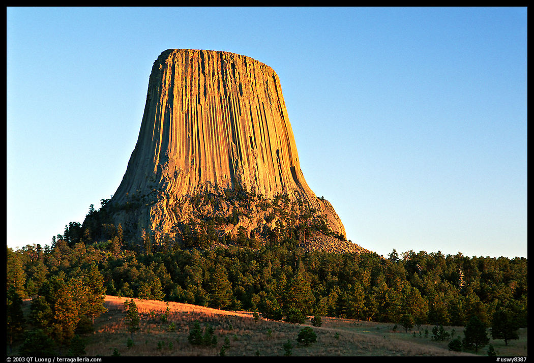 Devil's Tower, sunset, Devils Tower National Monument. Wyoming, USA