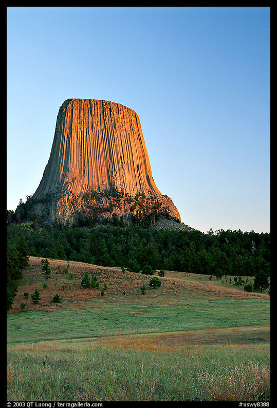 Devil's Tower, sunset, Devils Tower National Monument. Wyoming, USA