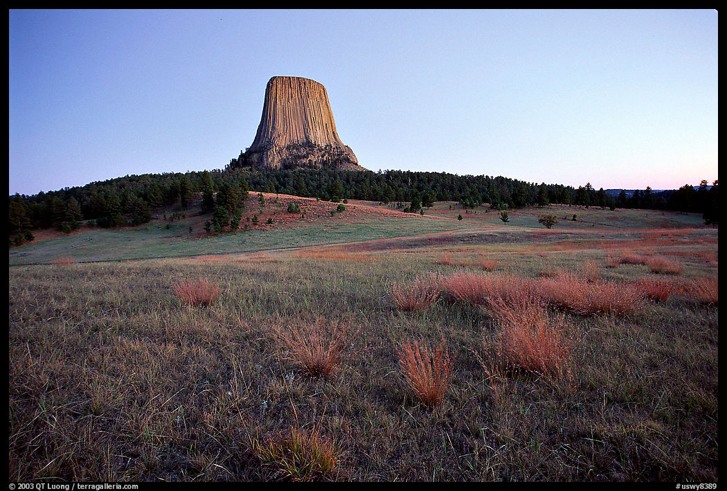 Devil's Tower, sunset, Devils Tower National Monument. Wyoming, USA