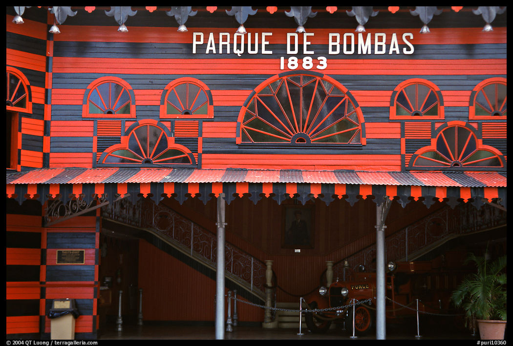 Parc De Bombas, a red and black striped historic firehouse, Ponce. Puerto Rico