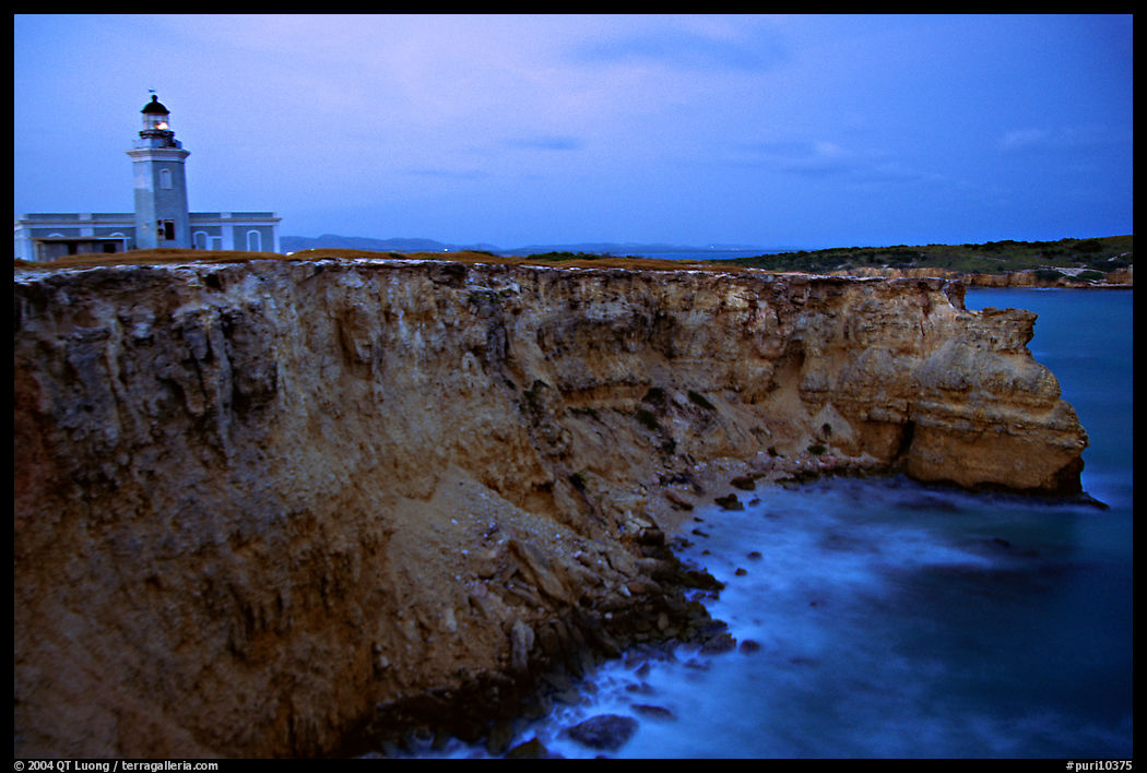 Lighthouse and cliffs at dusk, Cabo Rojo. Puerto Rico