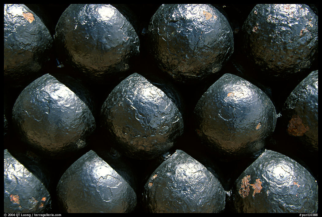 Cannon balls in El Morro Fortress. San Juan, Puerto Rico