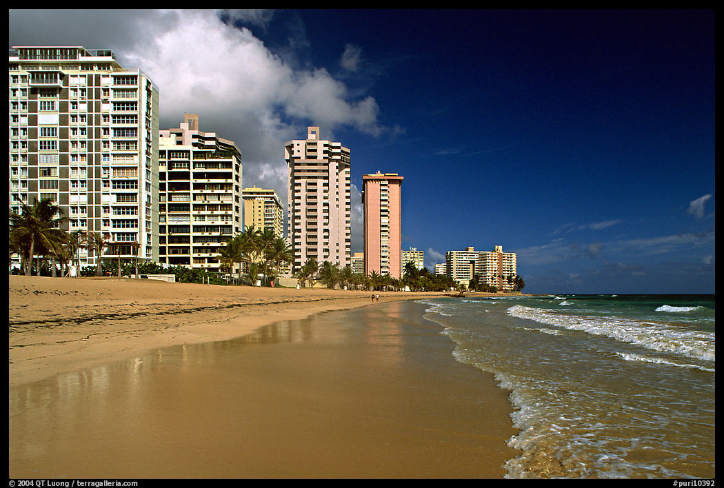 Beach and waterfront, new town. San Juan, Puerto Rico
