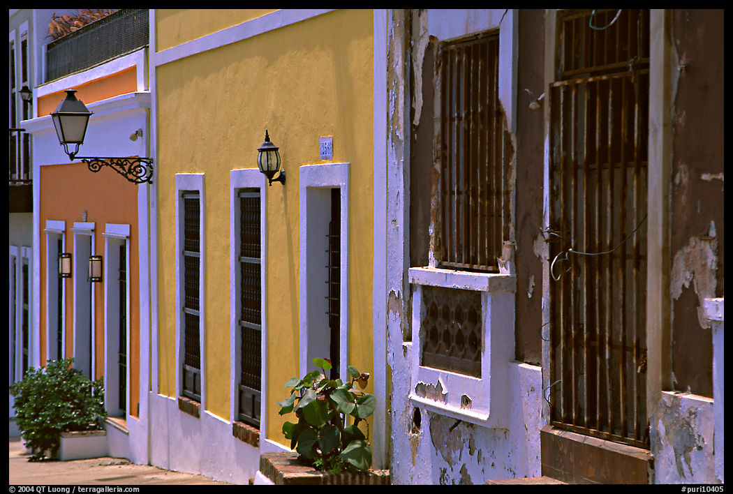 Row of houses painted in bright colors. San Juan, Puerto Rico