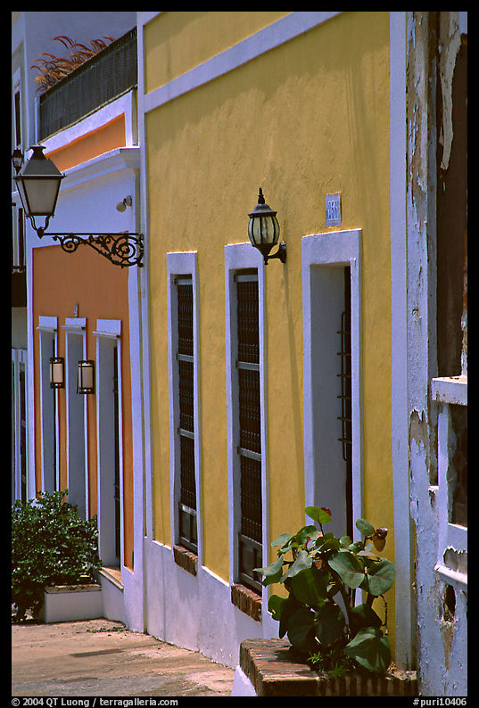 Row of houses painted in bright colors. San Juan, Puerto Rico