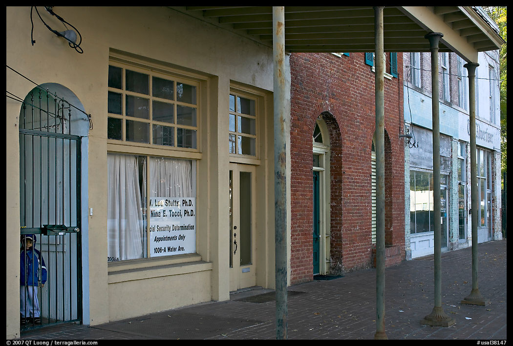 Doorway and historic buildings. Selma, Alabama, USA