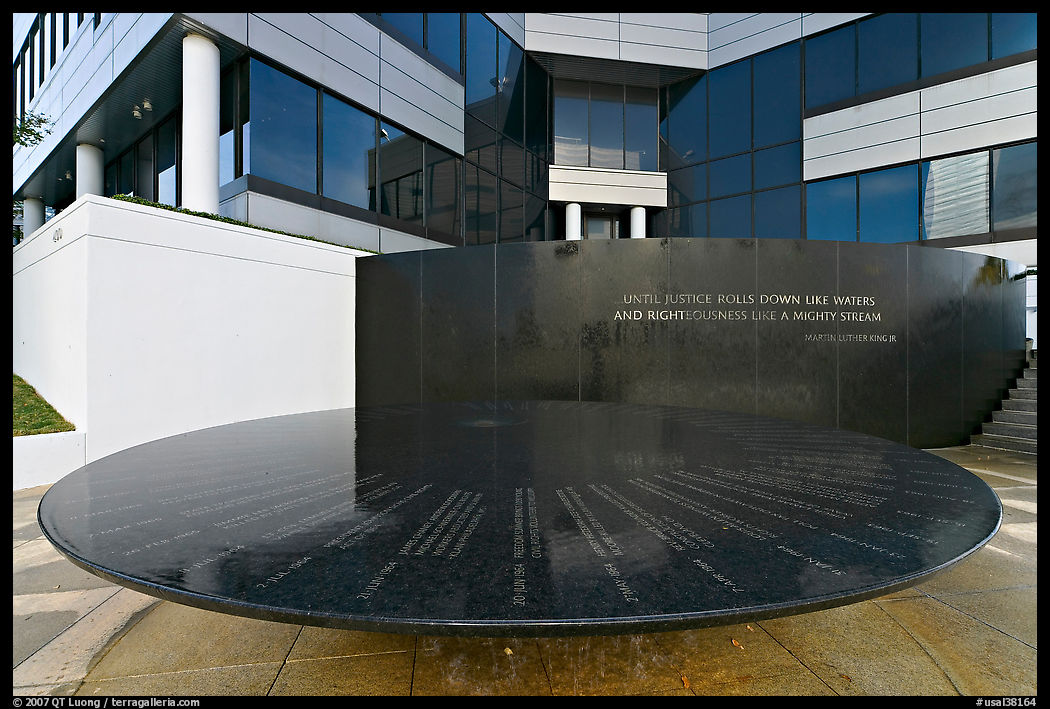 Table with names of 40 people who gave lives for racial equity, Civil Rights Memorial. Montgomery, Alabama, USA