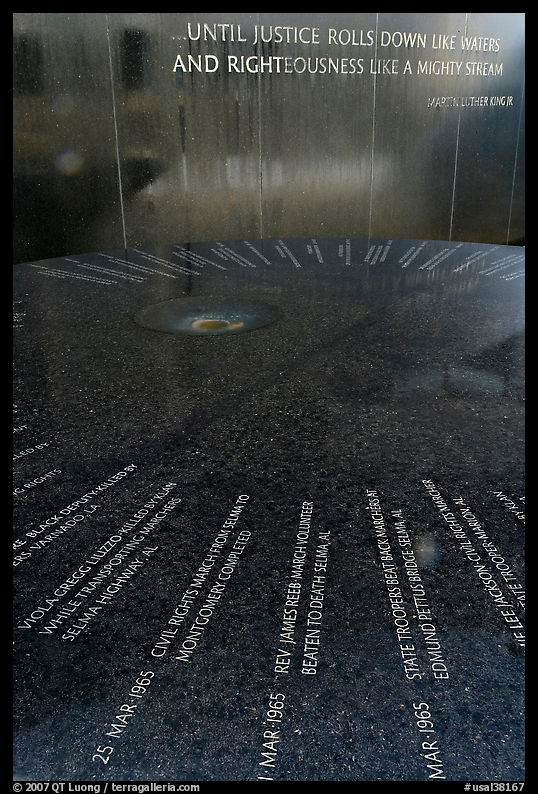 Table and wall with flowing water, Civil Rights Memorial. Montgomery, Alabama, USA