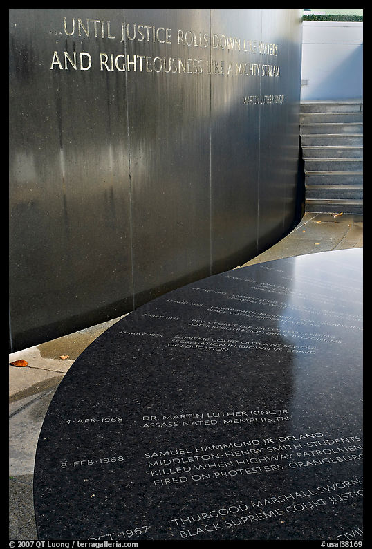 Table with date of Martin Luther King assassination and wall with biblical quote. Montgomery, Alabama, USA