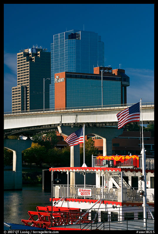 Riverboat and skyline. Little Rock, Arkansas, USA