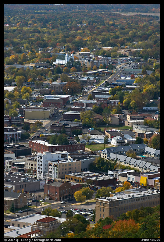 City main street seen from above. Hot Springs, Arkansas, USA