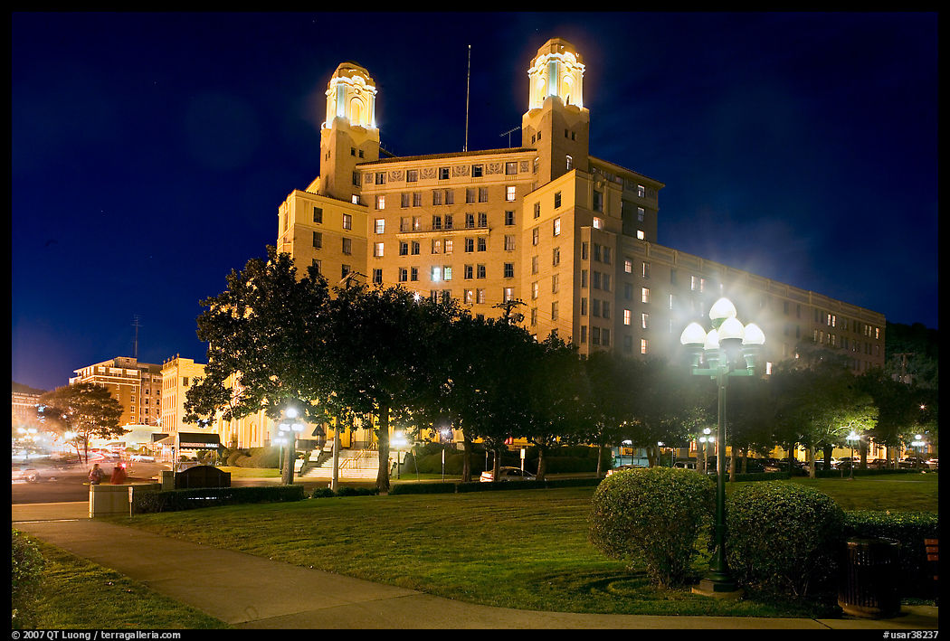 Historic hotel by night. Hot Springs, Arkansas, USA