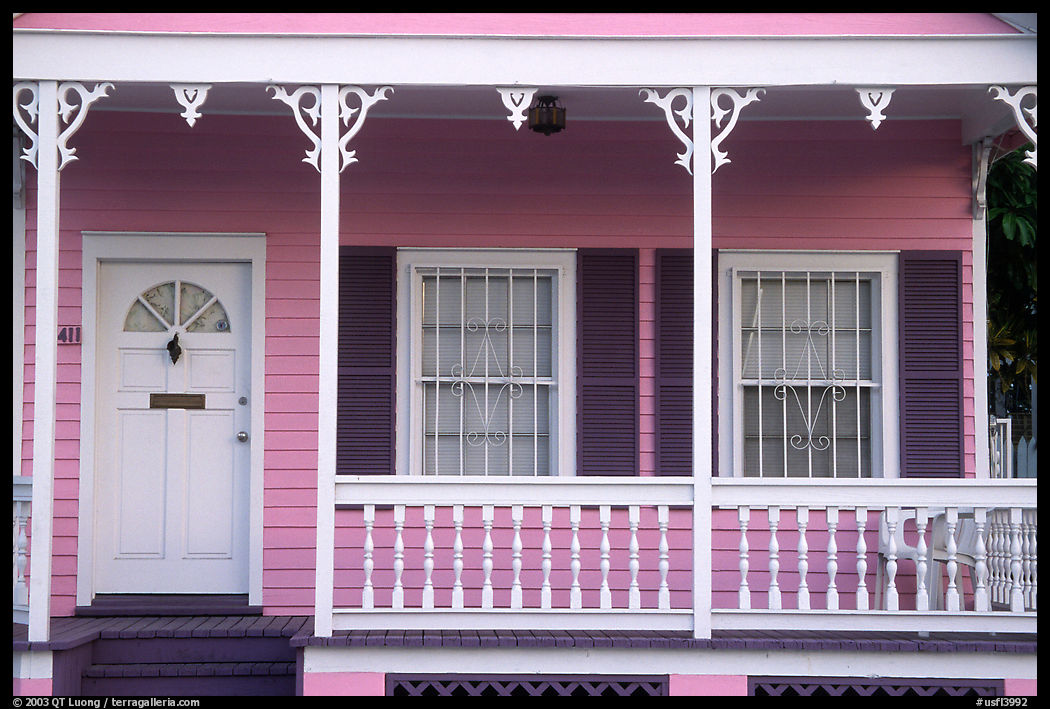 Pastel-colored porch. Key West, Florida, USA
