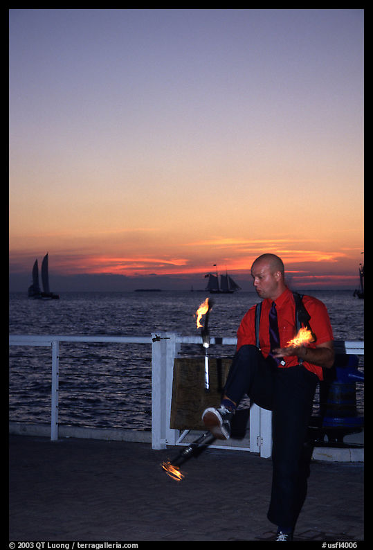 Juggler on Mallory Square at sunset. Key West, Florida, USA
