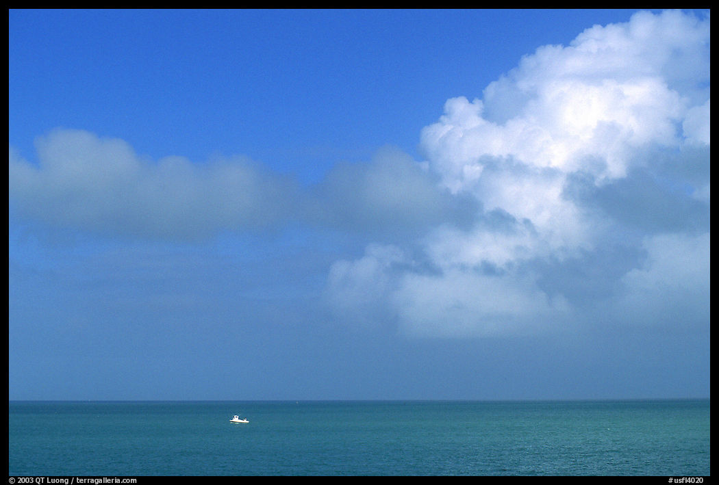 Boat on turquoise waters. The Keys, Florida, USA
