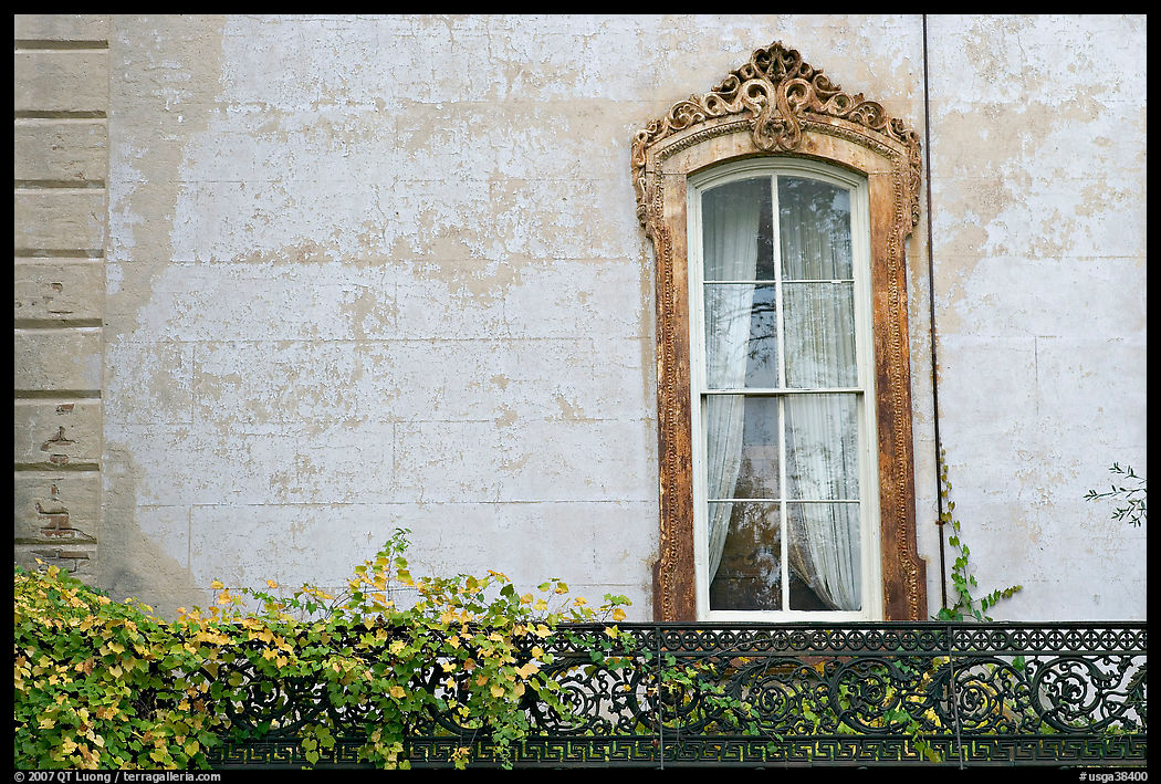 Window and wall, historical district. Savannah, Georgia, USA