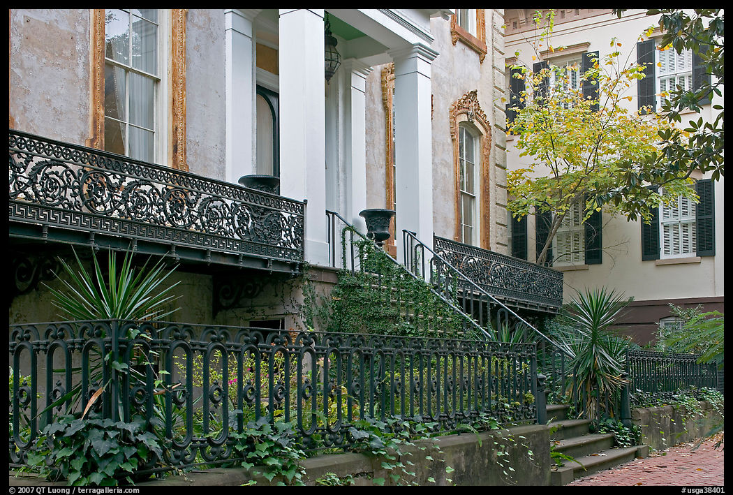 Yard and historic house. Savannah, Georgia, USA